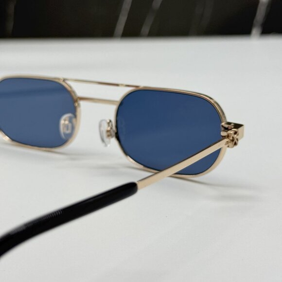 NEW OFF-WHITE OERI123 VAIDEN 7645 SUNGLASSES OVAL GOLD BLUE WOMEN EYEWEAR